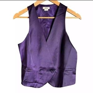 Jason Wu- NWT Dark Purple Satin Matching Vest and Split Flare Pants Suit Set